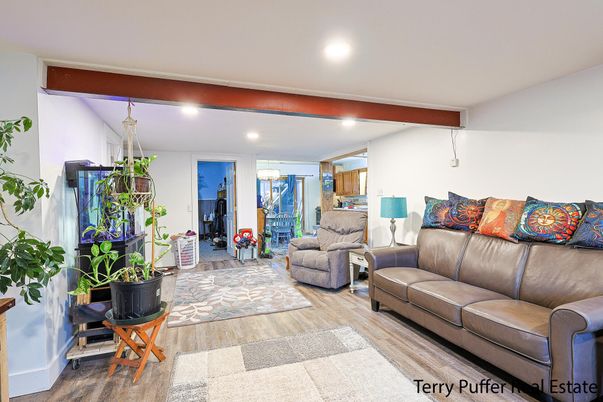 Interior, Living room, Recessed Lighting, Wooden Beams, Wood Texture Flooring