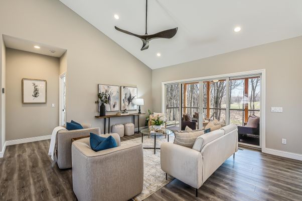 Interior, Living room, Recessed Lighting, Wood Texture Flooring