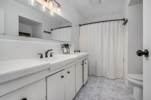 Bathroom, Dual Sink Vanities, Interior, Marble, Tile Countertops