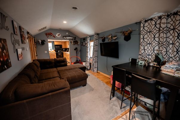 Interior, Living room, Recessed Lighting, Wood Texture Flooring
