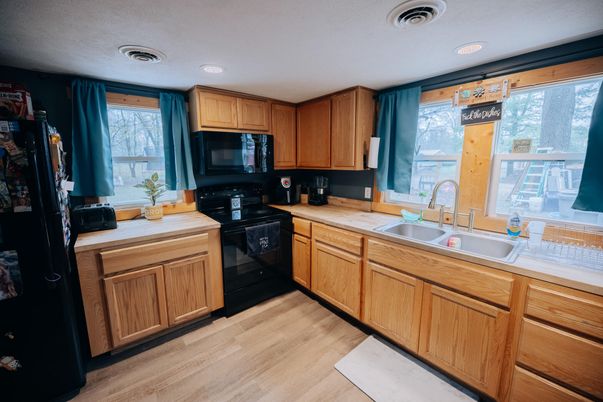 Interior, Kitchen, Recessed Lighting, Wood Texture Flooring