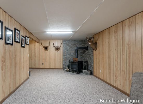 Empty room, Fireplace, Interior, Stone Walls, Wooden Walls