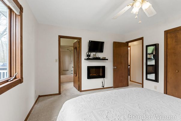 Bedroom, Fireplace, Interior