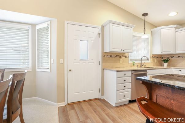 Interior, Kitchen, Pendant Lights, Recessed Lighting, Wood Texture Flooring