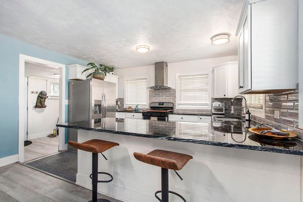 Interior, Kitchen, Stainless Steel Appliances, Wood Texture Flooring