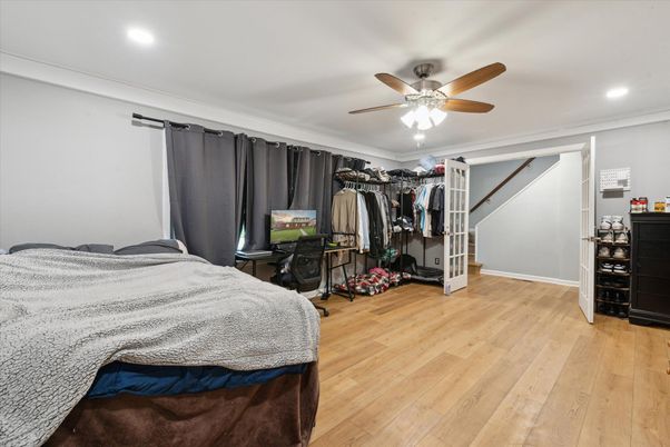 Bedroom, Home Office, Interior, Recessed Lighting, Wood Texture Flooring