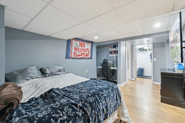 Bedroom, Home Office, Interior, Recessed Lighting, Wood Texture Flooring