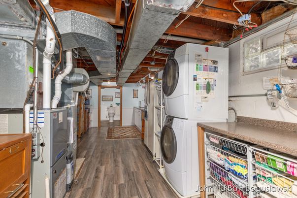 Interior, Utility Closets, Washer, Wooden Beams, Wooden Ceilings, Wood Texture Flooring