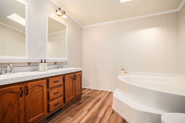 Bathroom, Dual Sink Vanities, Interior, Wood Texture Flooring