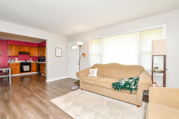 Interior, Kitchen, Living room, Stainless Steel Appliances, Wood Texture Flooring