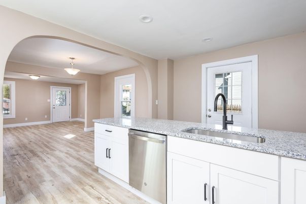 Interior, Kitchen, Recessed Lighting, Wood Texture Flooring
