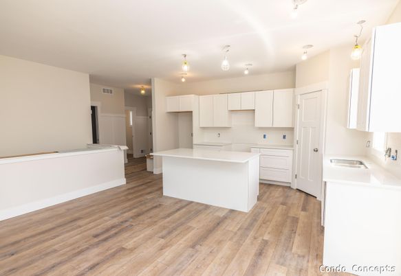 Interior, Kitchen, Pendant Lights, Wood Texture Flooring