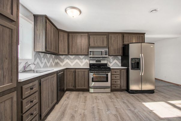 Interior, Kitchen, Stainless Steel Appliances, Wood Texture Flooring