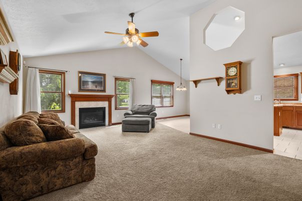 Fireplace, Interior, Living room, Pendant Lights, Recessed Lighting