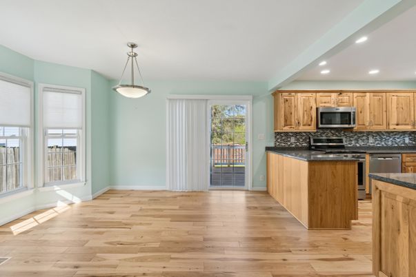 Interior, Kitchen, Pendant Lights, Recessed Lighting, Wood Texture Flooring