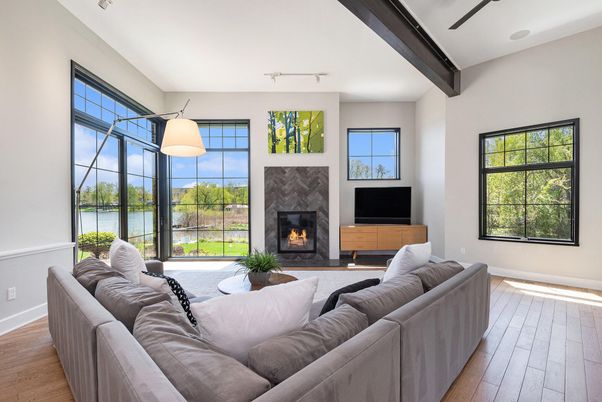 Fireplace, Interior, Living room, Water, Wood Texture Flooring