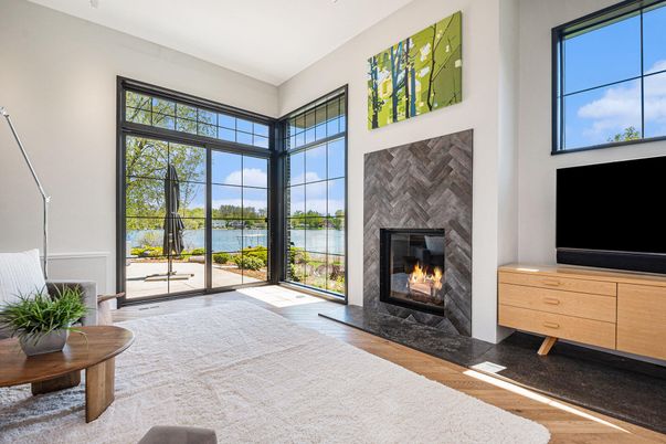 Fireplace, Interior, Water, Wood Texture Flooring