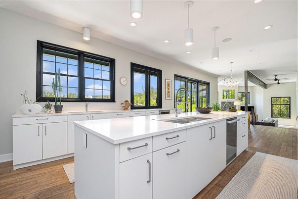Interior, Kitchen, Pendant Lights, Recessed Lighting, Wood Texture Flooring