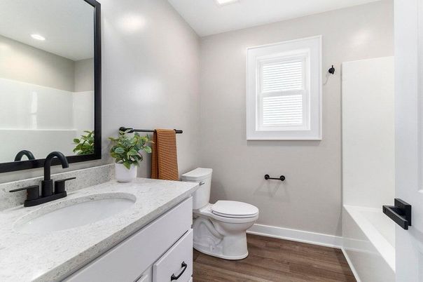 Bathroom, Interior, Recessed Lighting, Wood Texture Flooring