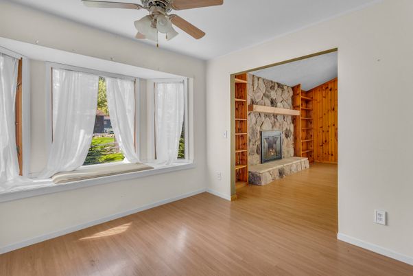 Empty room, Fireplace, Interior, Wood Texture Flooring, Wooden Walls