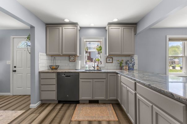 Interior, Kitchen, Recessed Lighting, Wood Texture Flooring