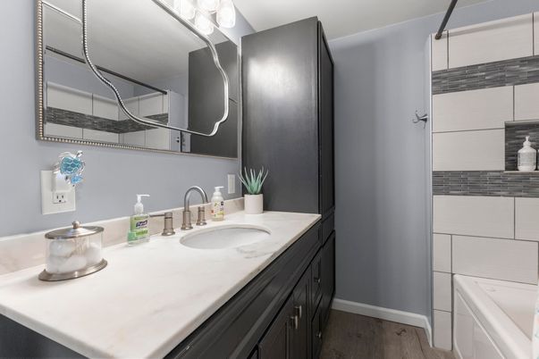 Bathroom, Dual Sink Vanities, Interior, Wood Texture Flooring