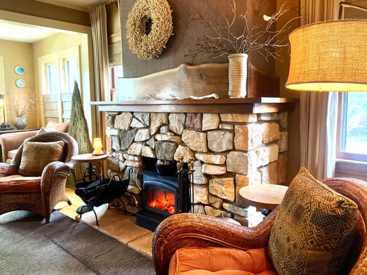 Fireplace, Interior, Living room, Stone Walls