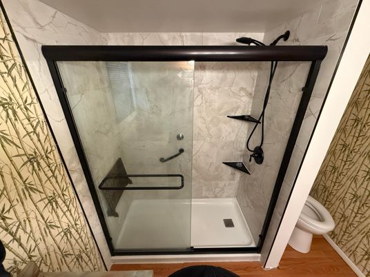 Bathroom, Glass Shower, Interior, Marble Walls