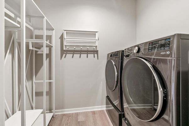 Interior, Washer, Wood Texture Flooring