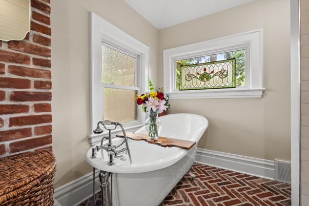Bathroom, Free Standing Baths, Interior, Stone Walls