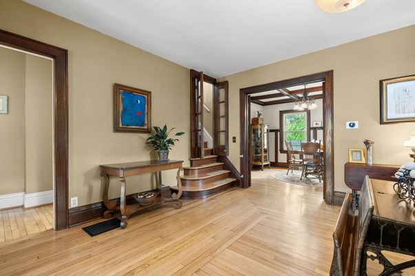 Chandelier, Dining room, Interior, Wood Texture Flooring
