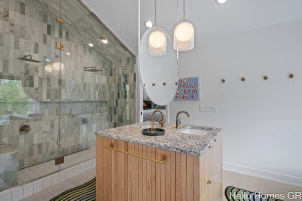 Bathroom, Glass Shower, Interior, Pendant Lights, Recessed Lighting