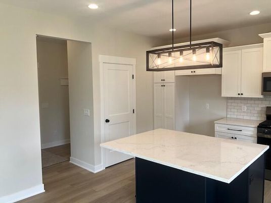 Interior, Kitchen, Pendant Lights, Recessed Lighting, Wood Texture Flooring