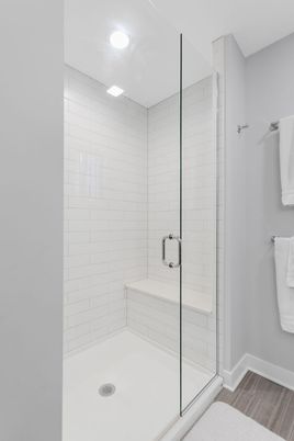 Bathroom, Glass Shower, Interior, Recessed Lighting