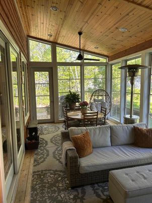 Interior, Living room, Recessed Lighting, Sun Room, Wooden Ceilings