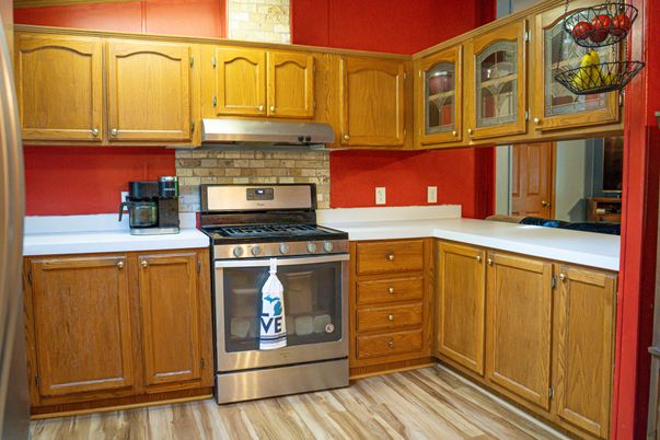 Interior, Kitchen, Stainless Steel Appliances, Wood Texture Flooring
