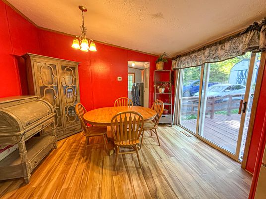 Chandelier, Dining room, Interior, Wood Texture Flooring