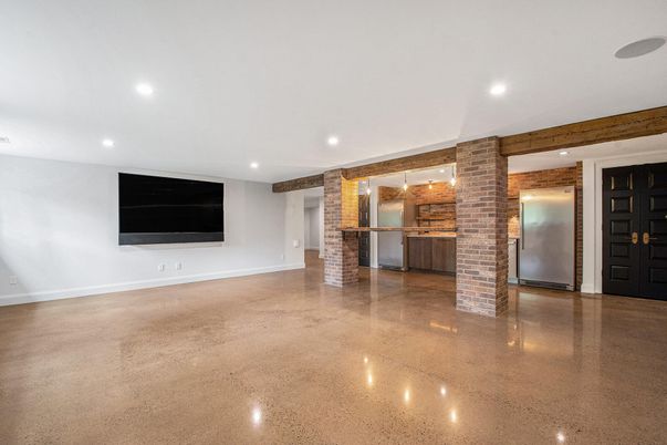 Empty room, Interior, Recessed Lighting, Stone Walls