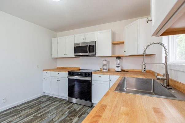 Interior, Kitchen, Stainless Steel Appliances, Wood Texture Flooring