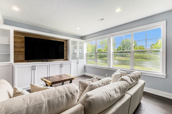 Interior, Living room, Recessed Lighting, Wood Texture Flooring