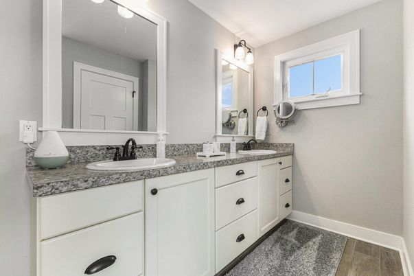 Bathroom, Dual Sink Vanities, Interior, Wood Texture Flooring