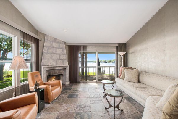 Fireplace, Interior, Living room, Stone Walls, Water