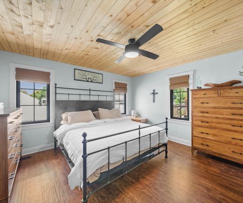 Bedroom, Interior, Wooden Ceilings, Wood Texture Flooring