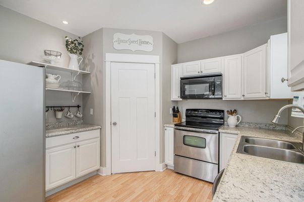 Interior, Kitchen, Recessed Lighting, Wood Texture Flooring