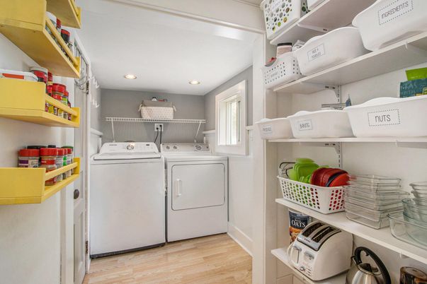Interior, Recessed Lighting, Utility Closets, Washer, Wood Texture Flooring