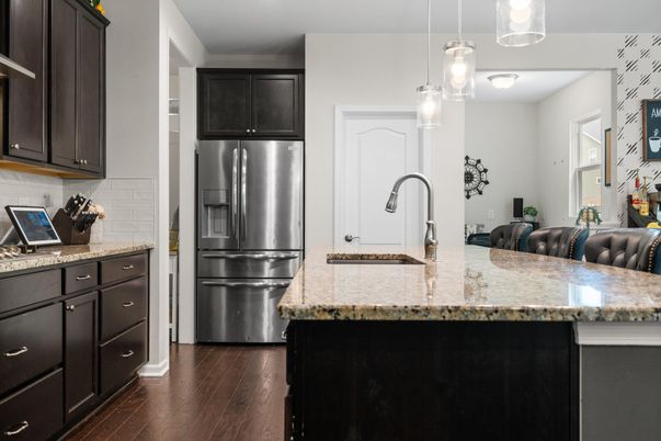 Interior, Kitchen, Pendant Lights, Stainless Steel Appliances, Wood Texture Flooring