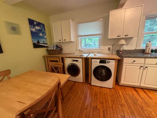 Interior, Washer, Wood Texture Flooring