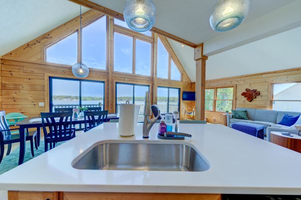 Dining room, Interior, Kitchen, Living room, Water, Wooden Walls