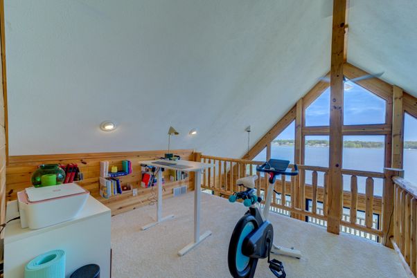Fitness Equipment, Interior, Recessed Lighting, Water, Wooden Beams, Wooden Walls