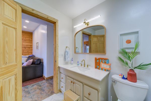 Bathroom, Interior, Recessed Lighting, Wooden Walls
